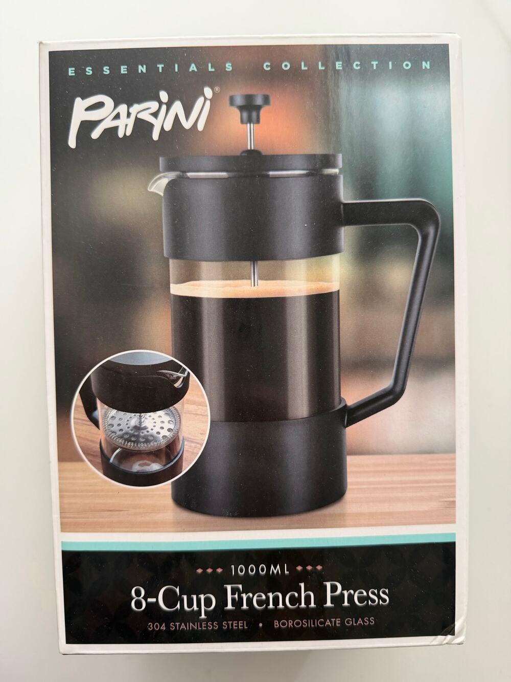 Parini Essential Collection 8-Cup French Press Coffee Tea Maker Stainless New